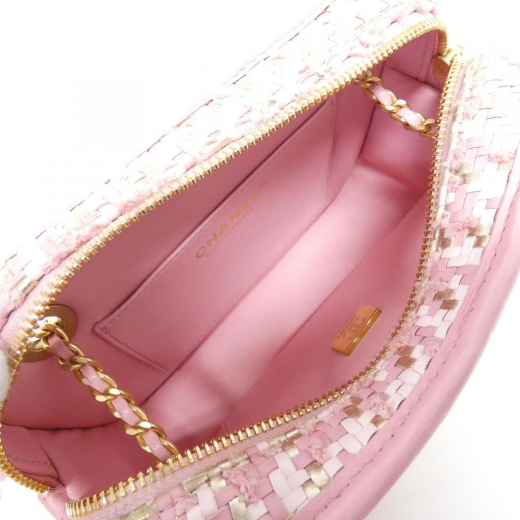 Chanel Gold Pink Viscose Leather Shoulder Bag (Pre-Owned)