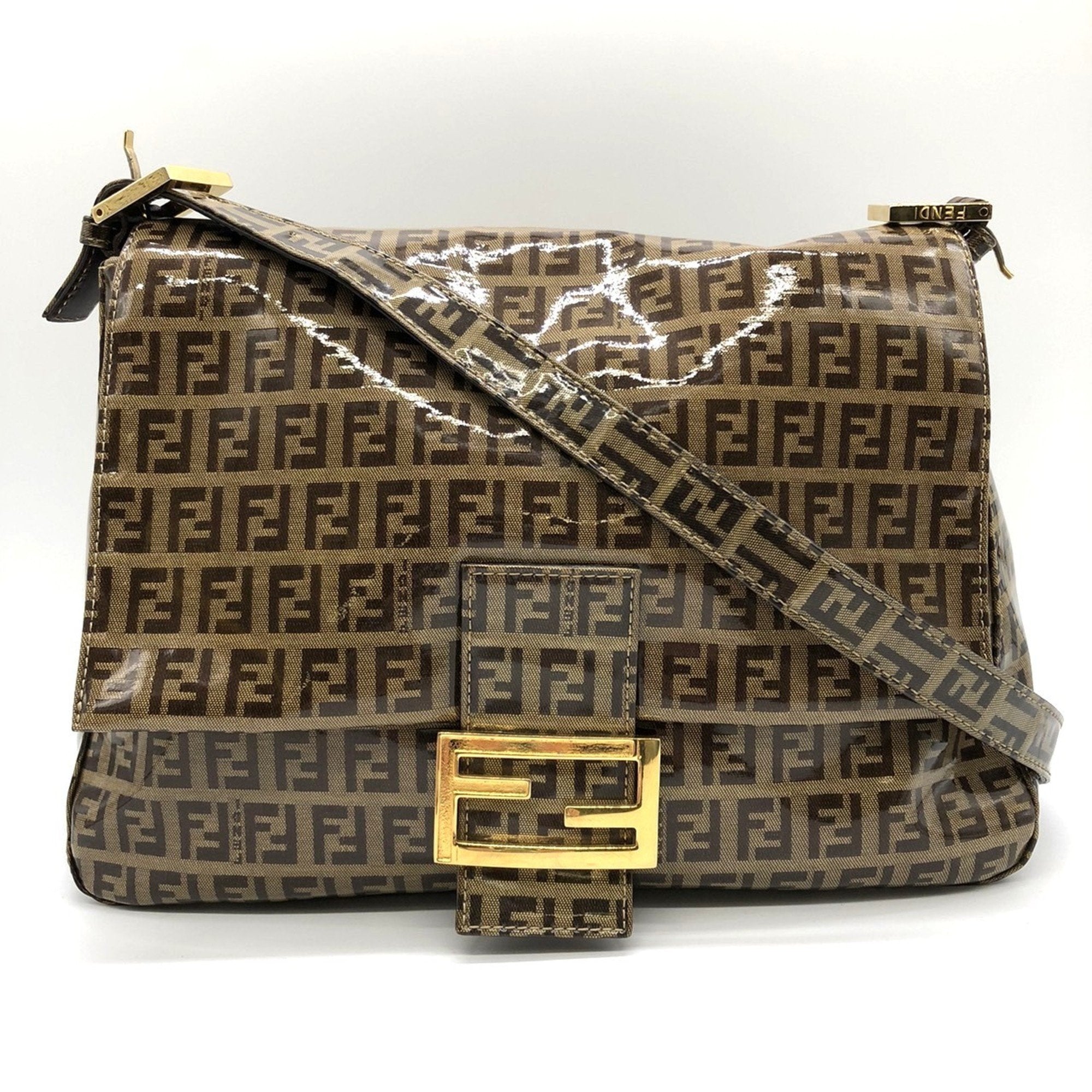 Fendi Zucchino Brown Nylon Shoulder Bag (Pre-Owned)