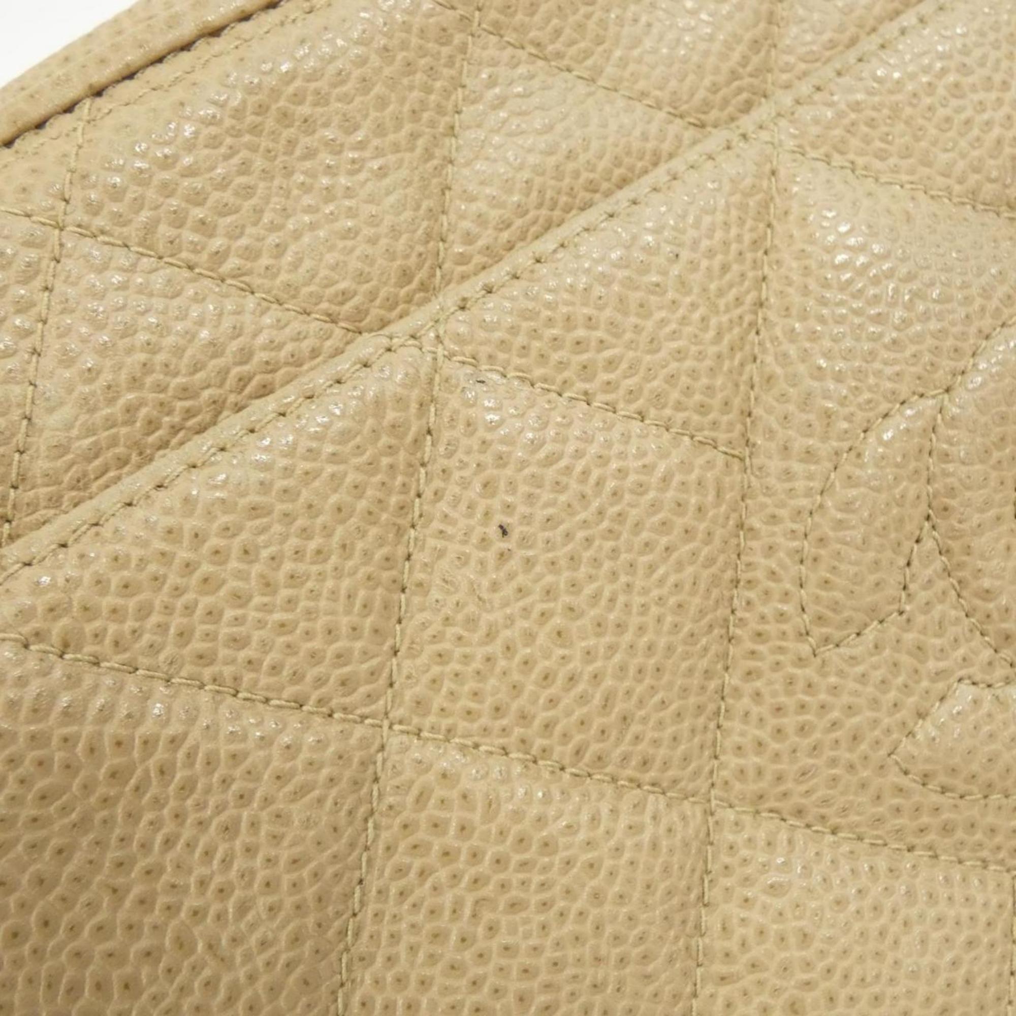 Chanel Beige Grained Calfskin Shoulder Bag (Pre-Owned)