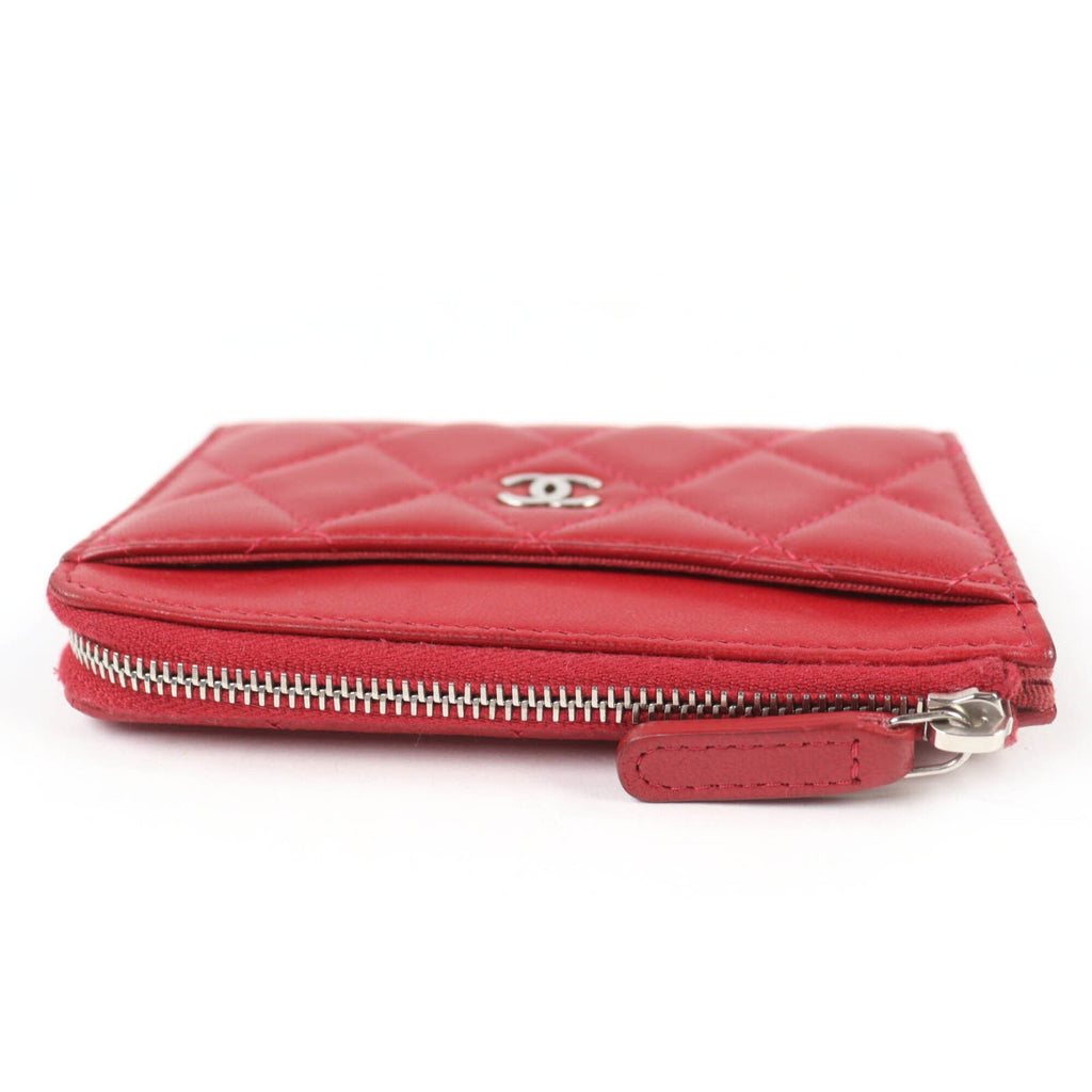 Chanel Matelasse Red Color Leather Coin Purse/Coin Case (Pre-Owned)