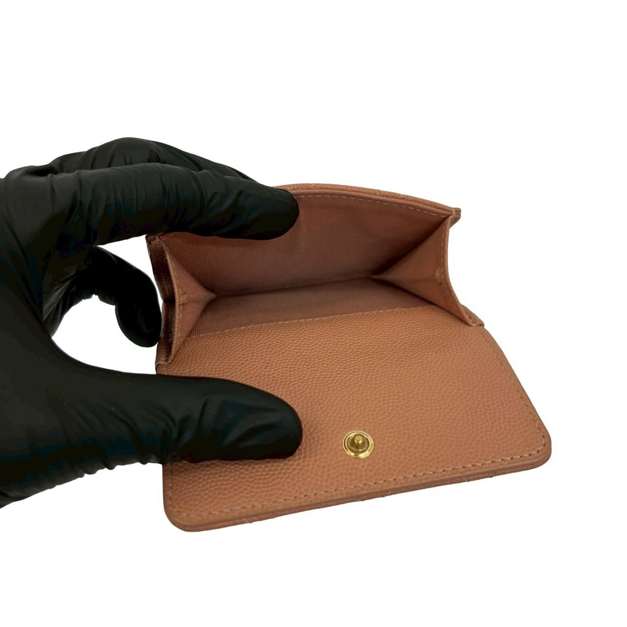 Chanel Beige Pink Grained Calfskin Wallet (Tri-Fold) (Pre-Owned)