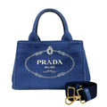 Prada Blue Canvas Shoulder Bag (Pre-Owned)