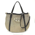 Gucci Beige Canvas Leather Shoulder Bag Tote Bag (Pre-Owned)