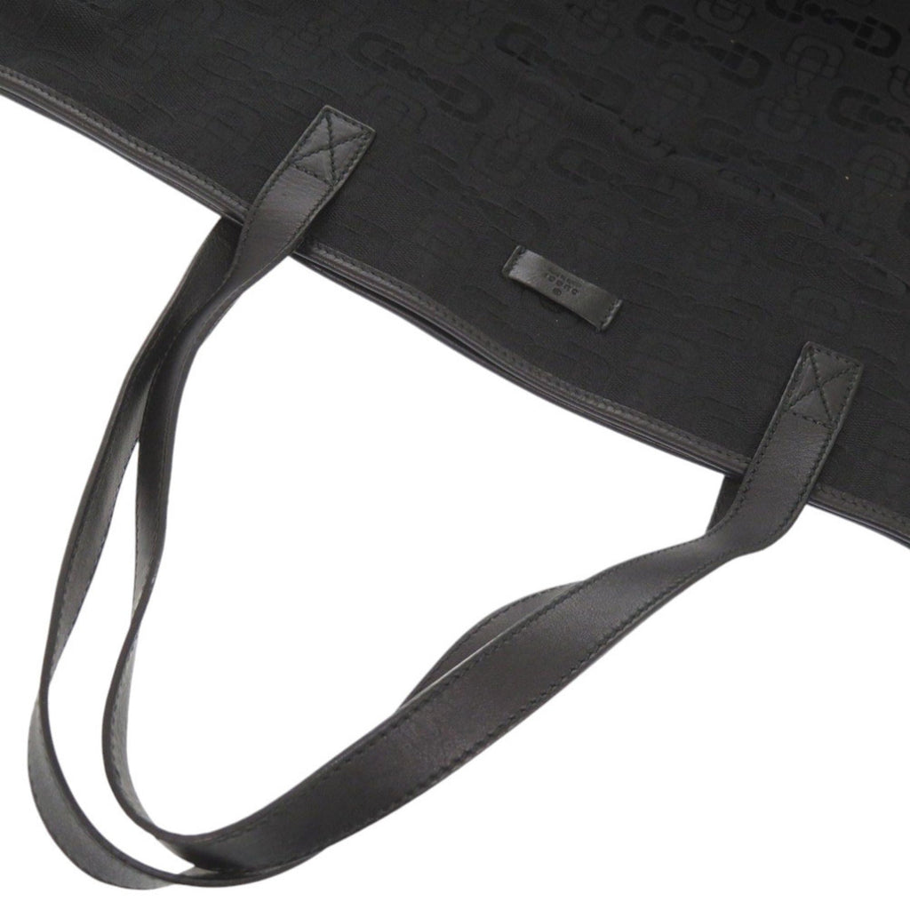 Gucci Black Canvas Leather Tote Bag (Pre-Owned)