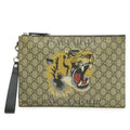 Gucci Beige Khaki Multi-Color Yellow Gg Supreme Clutch Bag (Pre-Owned)