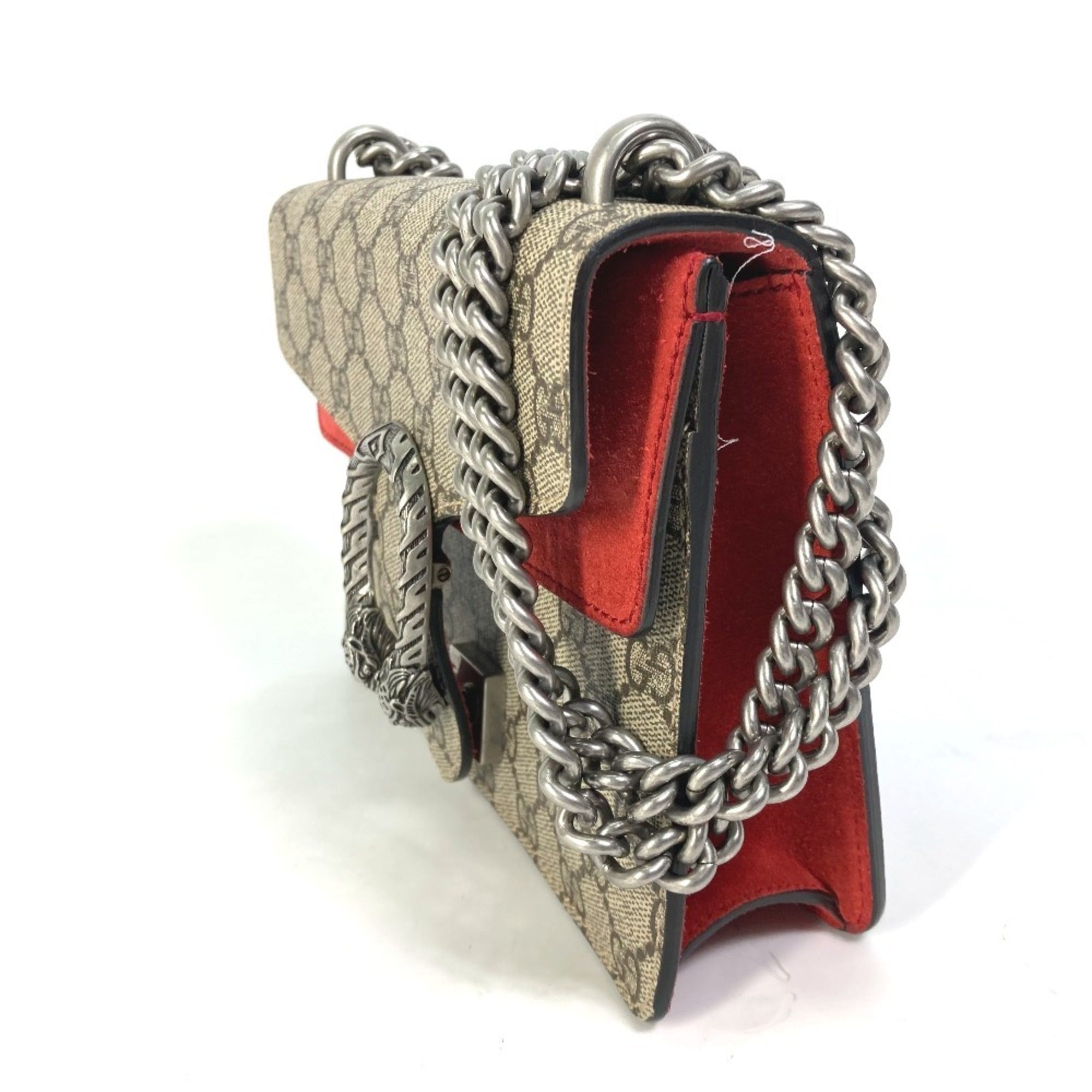 Gucci Beige Red Color Gg Supreme Shoulder Bag (Pre-Owned)