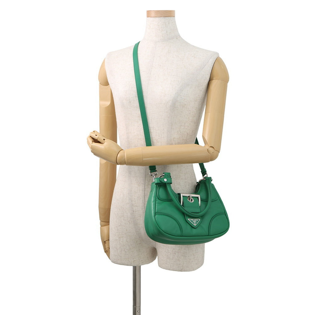 Prada Green Leather Handbag Shoulder Bag (Pre-Owned)