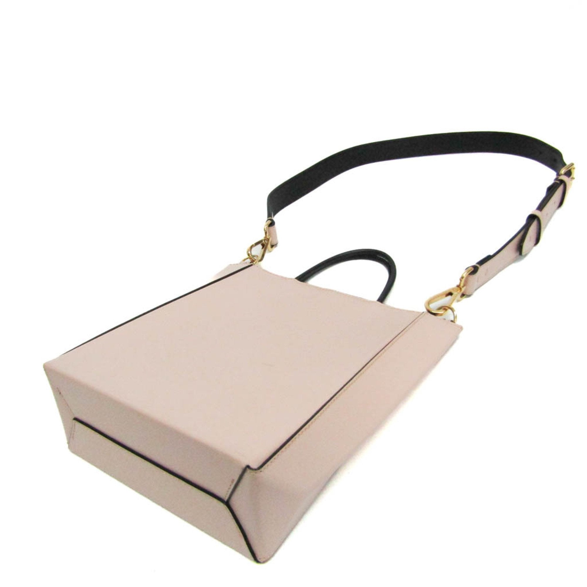 Fendi Black Light Beige Light Pink Leather Handbag Shoulder Bag (Pre-Owned)