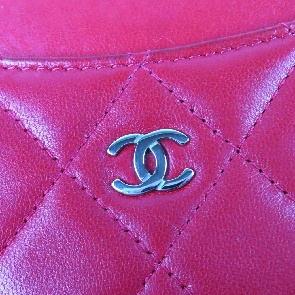 Chanel Matelasse Red Color Leather Coin Purse/Coin Case (Pre-Owned)