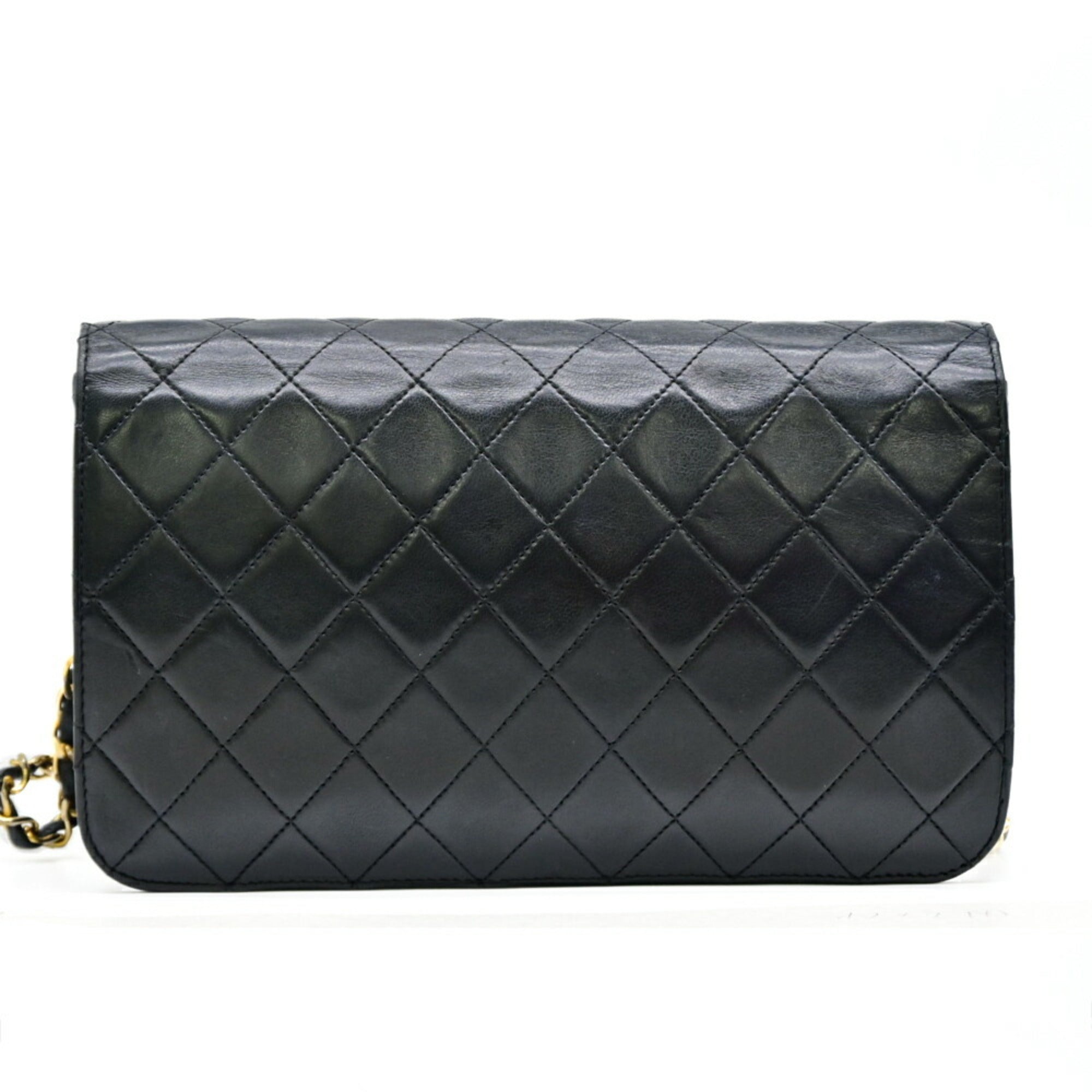 Chanel Black Leather Clutch Bag Shoulder Bag (Pre-Owned)