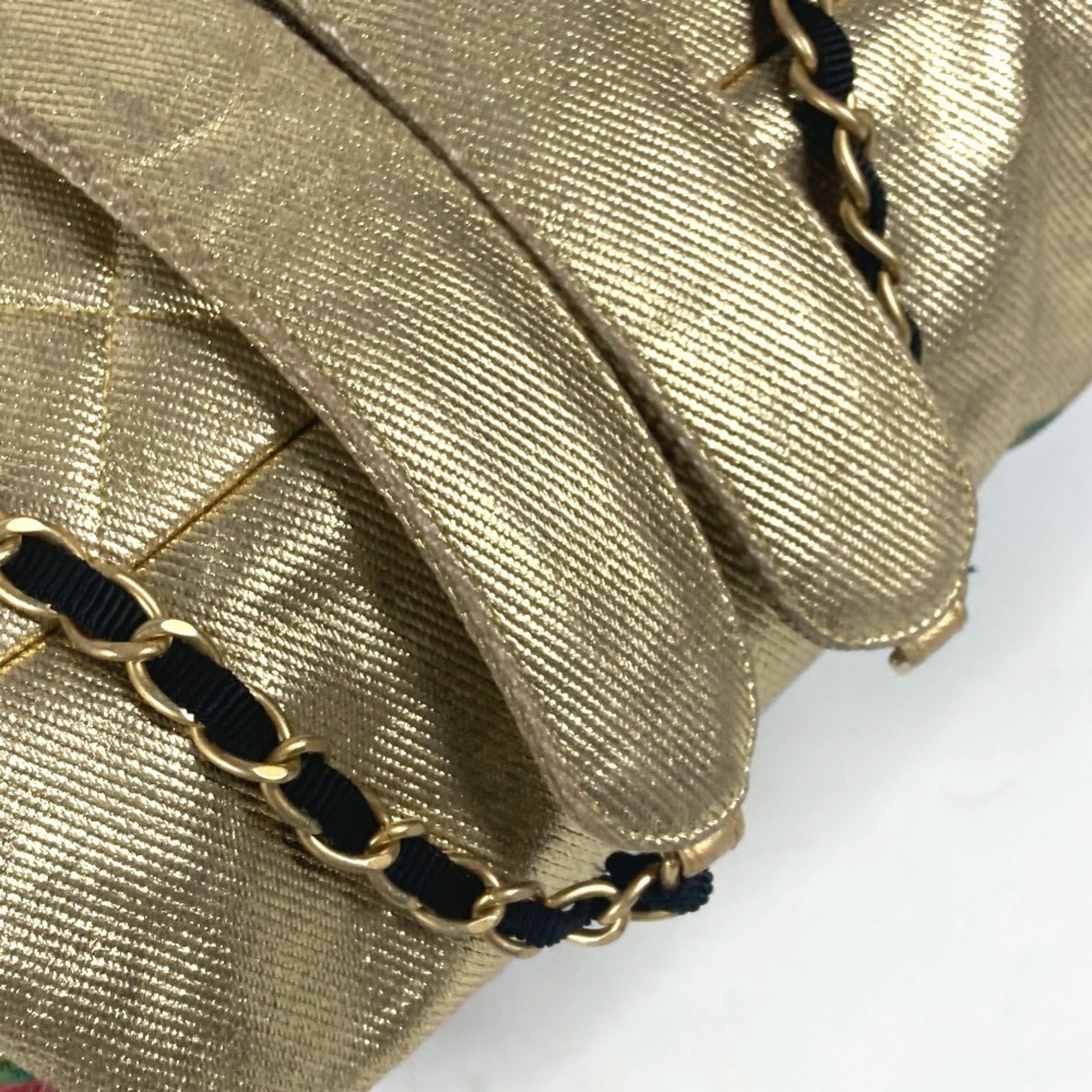 Chanel Gold Leather Canvas Backpack (Pre-Owned)