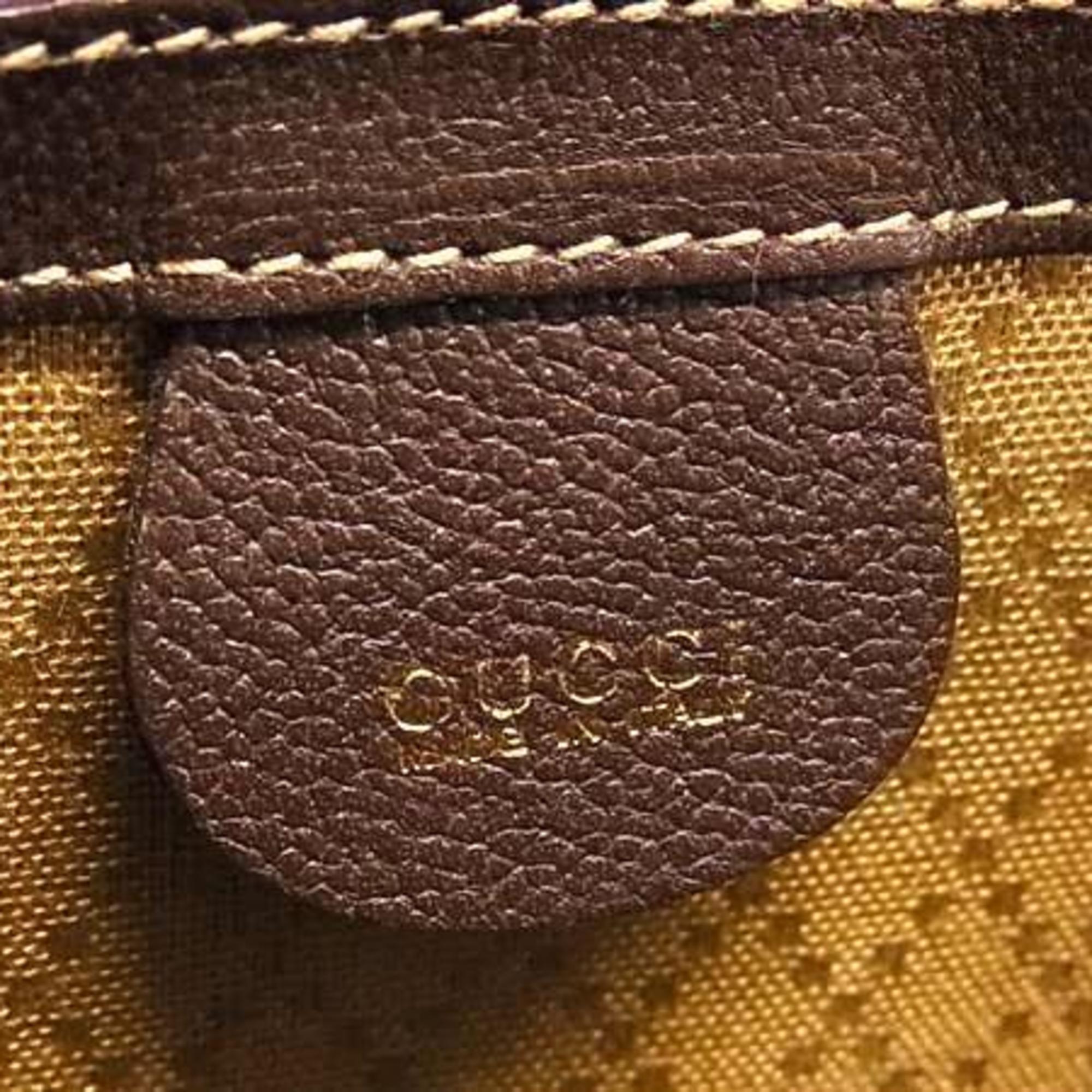 Gucci Brown Leather Clutch Bag Handbag (Pre-Owned)