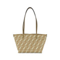 Fendi Beige Sand Canvas Leather Handbag Pouch (Pre-Owned)