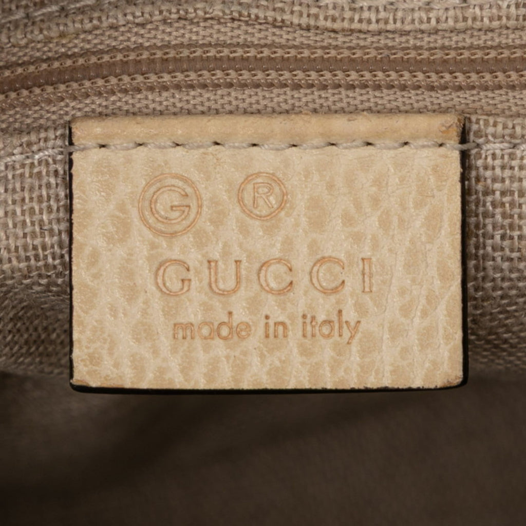 Gucci Beige Ivory Canvas Leather Handbag Shoulder Bag (Pre-Owned)