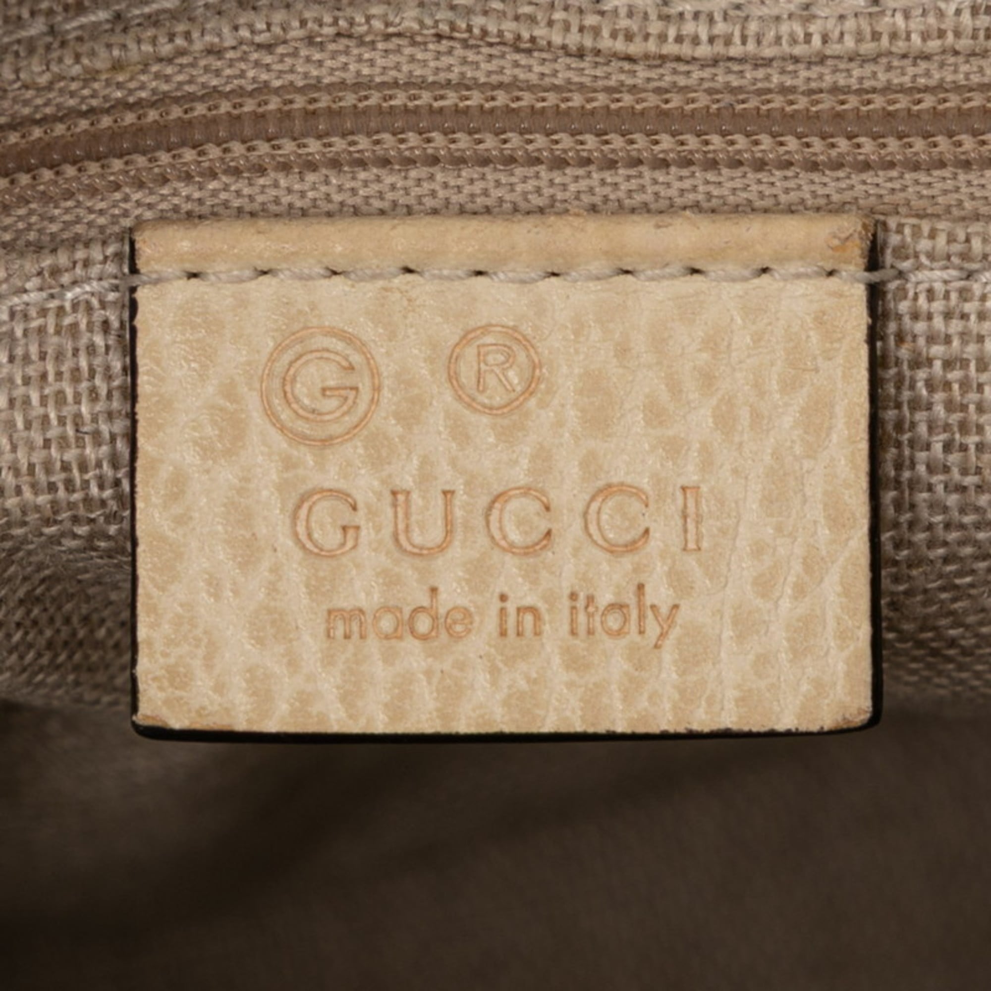 Gucci Beige Ivory Canvas Leather Handbag Shoulder Bag (Pre-Owned)