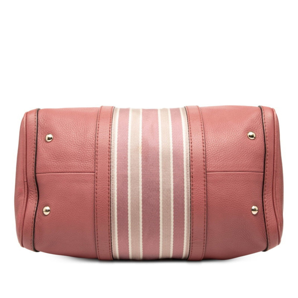 Gucci Pink Canvas Leather Boston Bag Shoulder Bag (Pre-Owned)