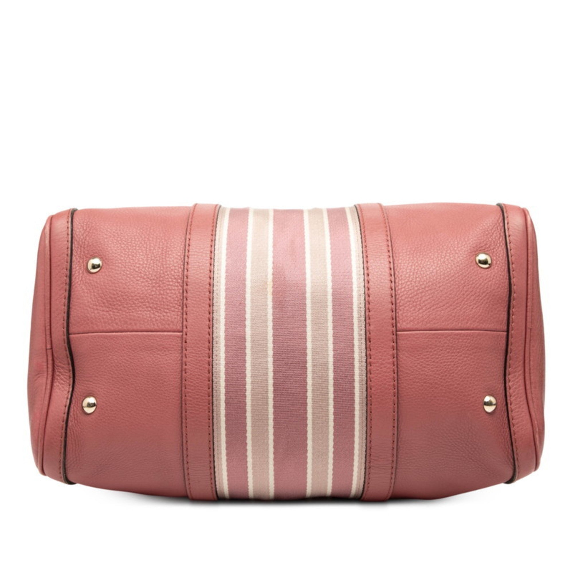 Gucci Pink Canvas Leather Boston Bag Shoulder Bag (Pre-Owned)