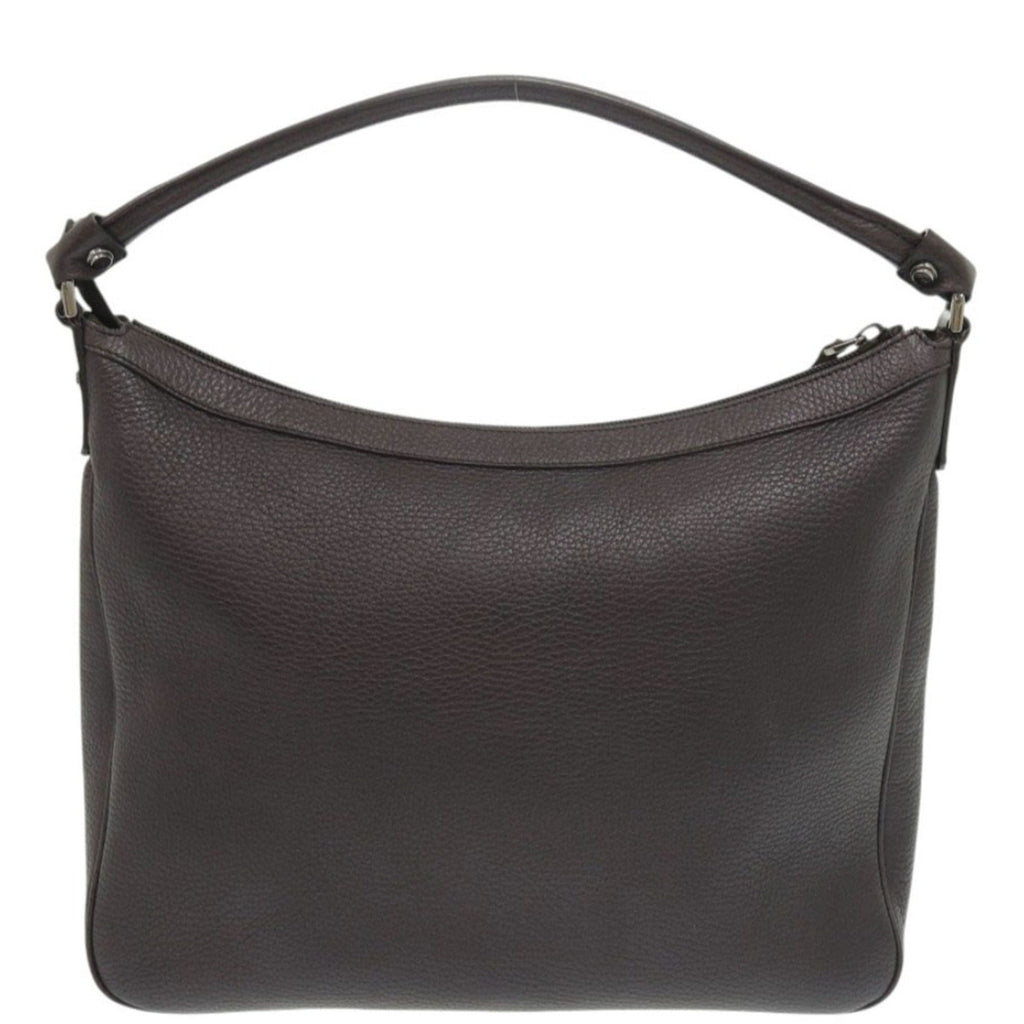 Gucci Dark Brown Leather Handbag Shoulder Bag (Pre-Owned)