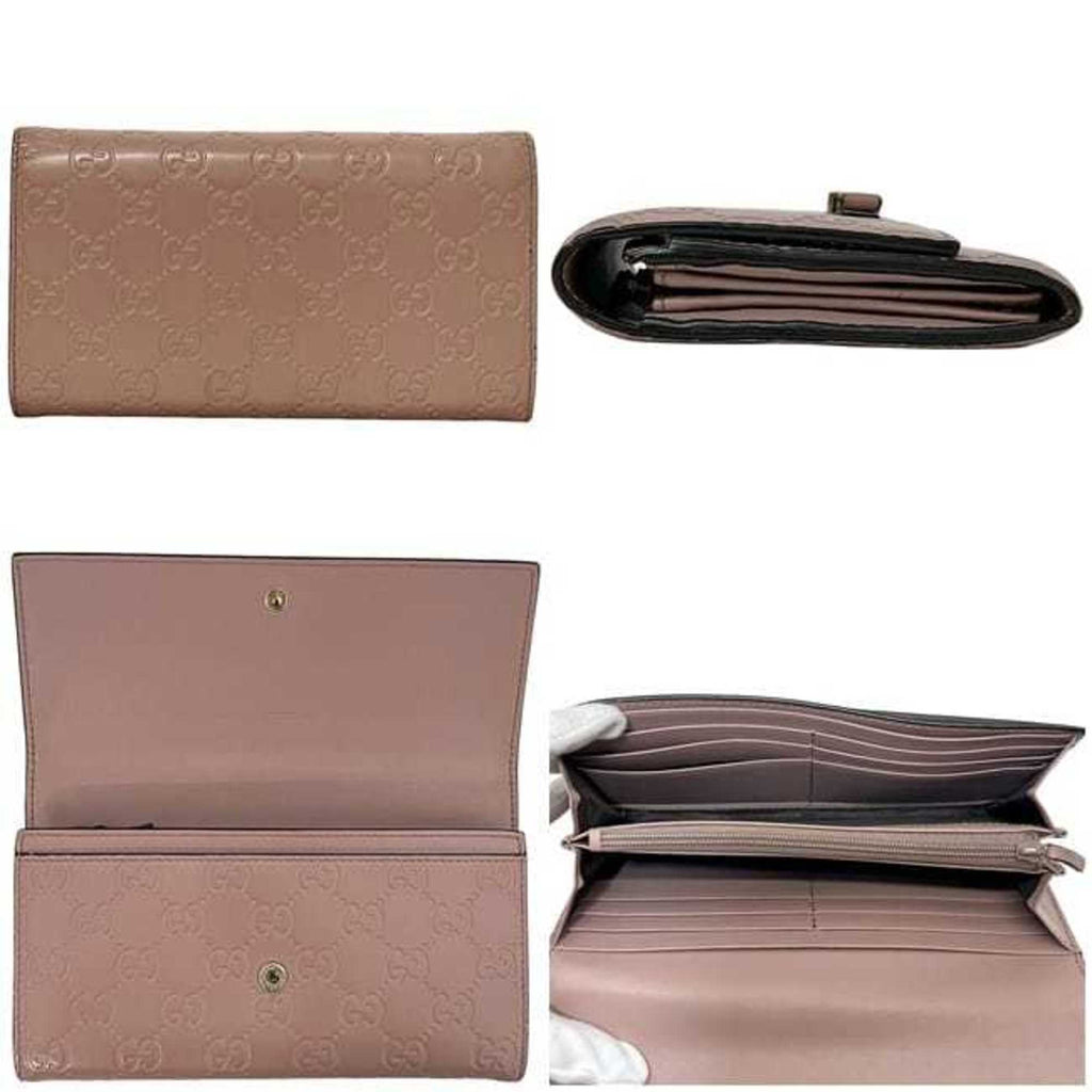 Gucci Beige Pink Leather Long Wallet (Bi-Fold) (Pre-Owned)