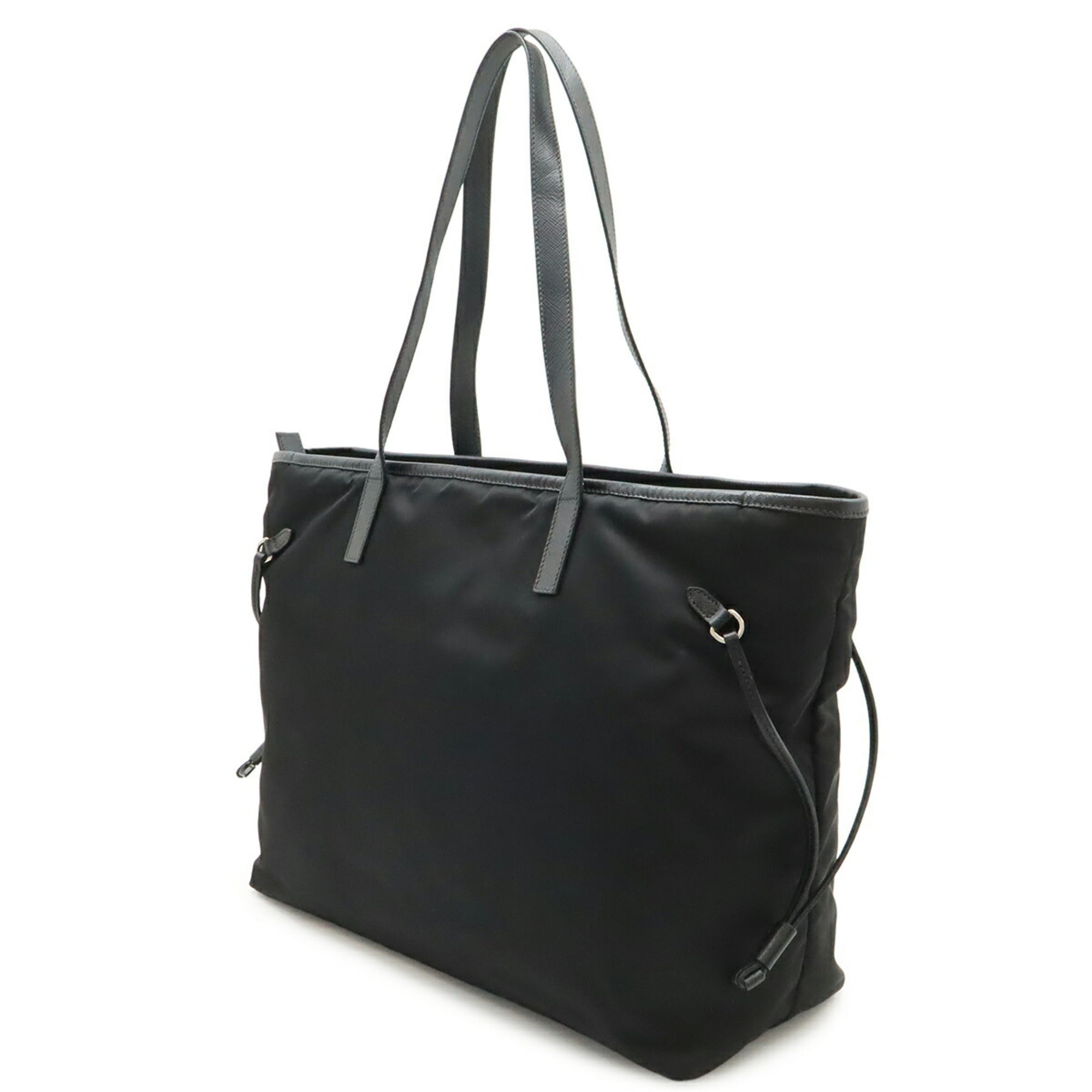 Prada Black Nero Nylon Leather Shoulder Bag Tote Bag (Pre-Owned)