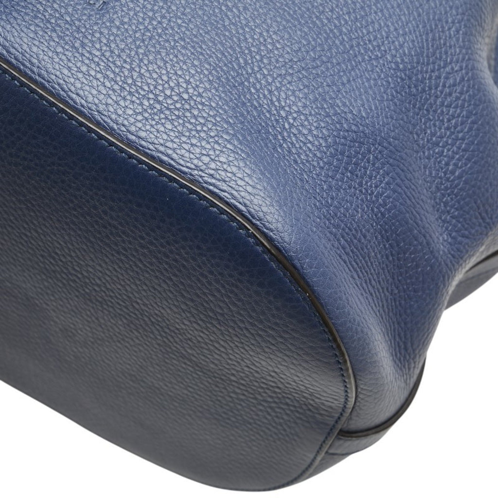 Gucci Bamboo Navy Leather Handbag Shoulder Bag (Pre-Owned)
