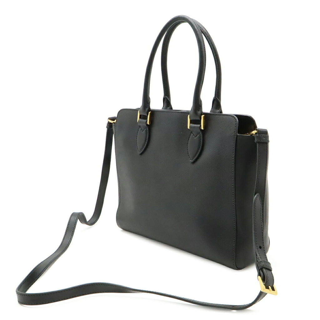 Prada Saffiano Black Nero Leather Handbag Shoulder Bag (Pre-Owned)