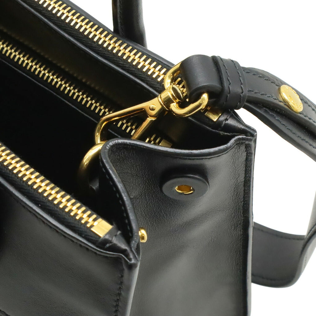 Prada Saffiano Black Nero Leather Handbag Shoulder Bag (Pre-Owned)