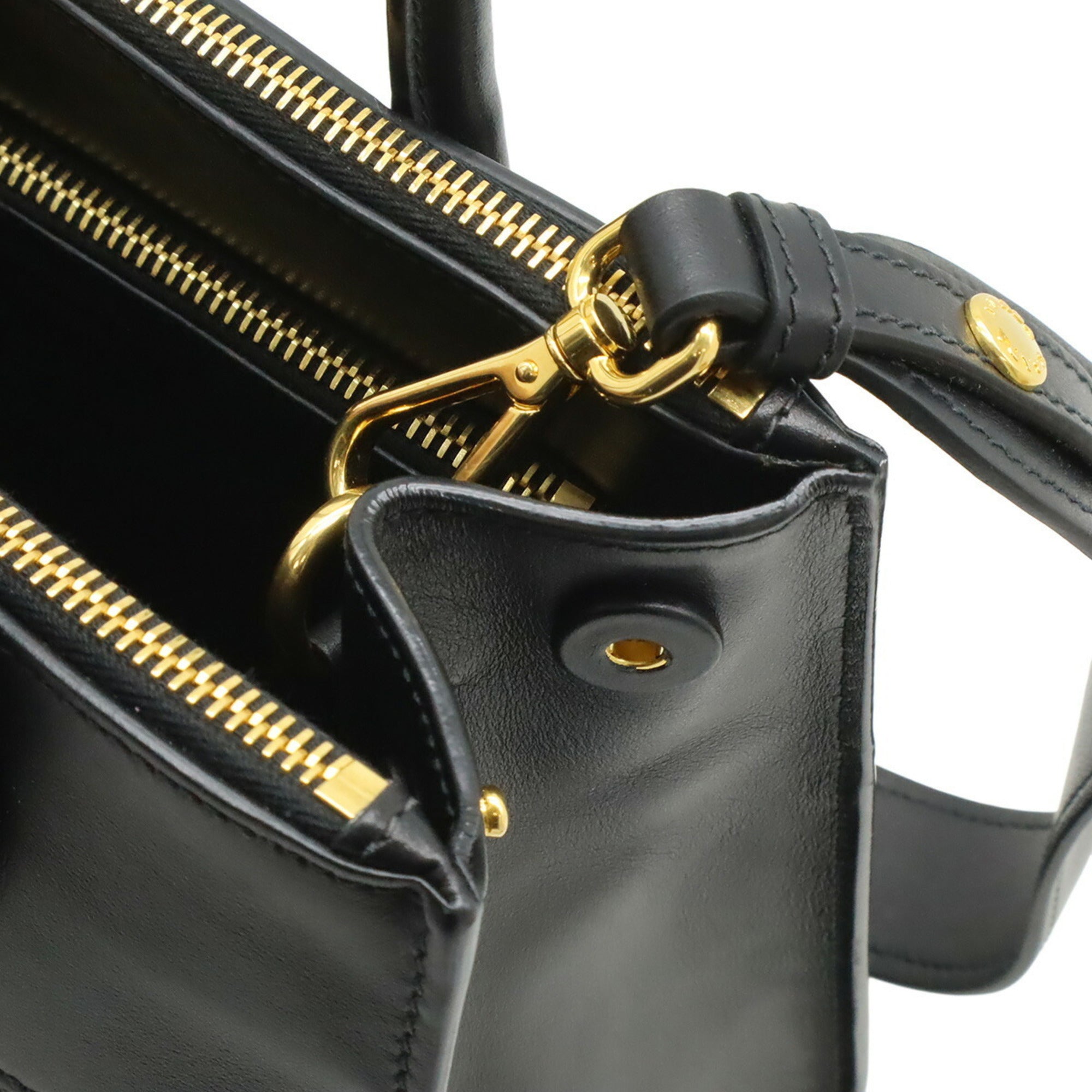 Prada Saffiano Black Nero Leather Handbag Shoulder Bag (Pre-Owned)