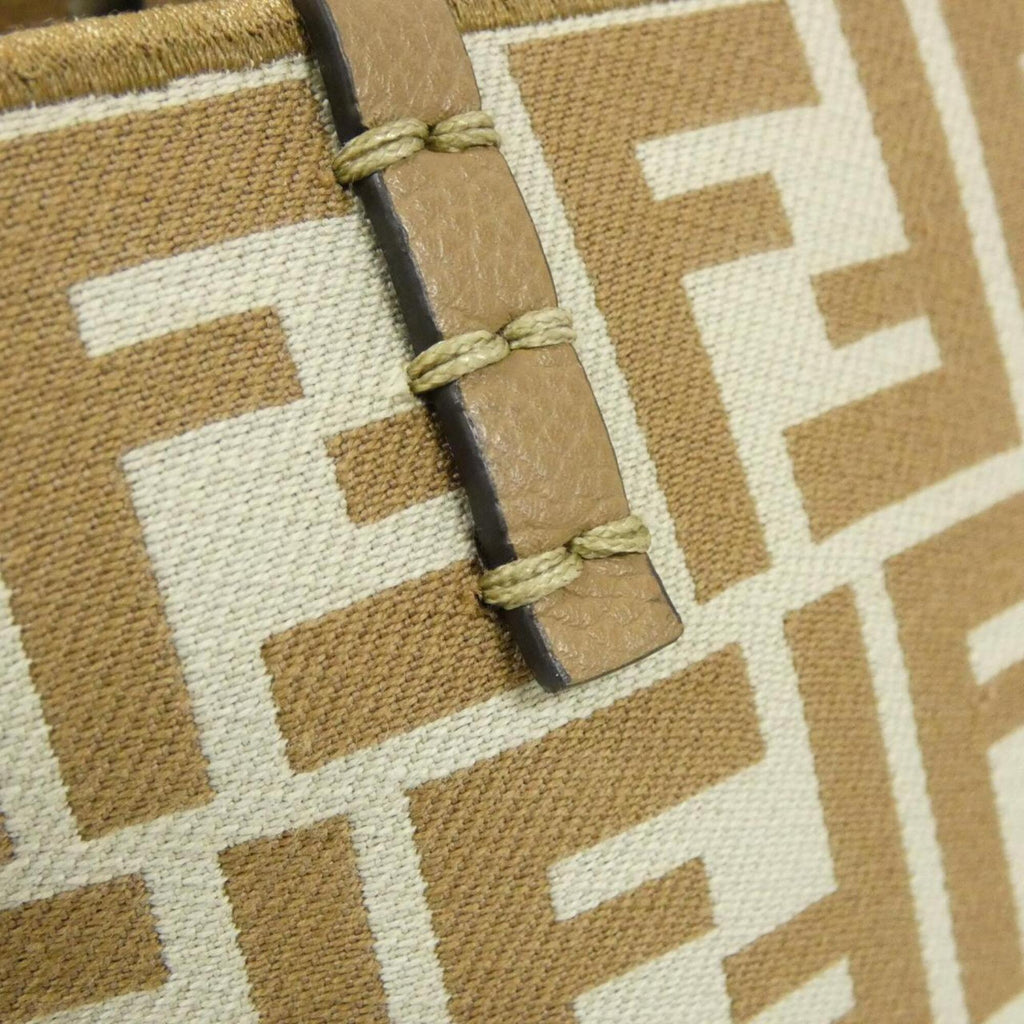 Fendi Beige Sand Canvas Leather Handbag Pouch (Pre-Owned)