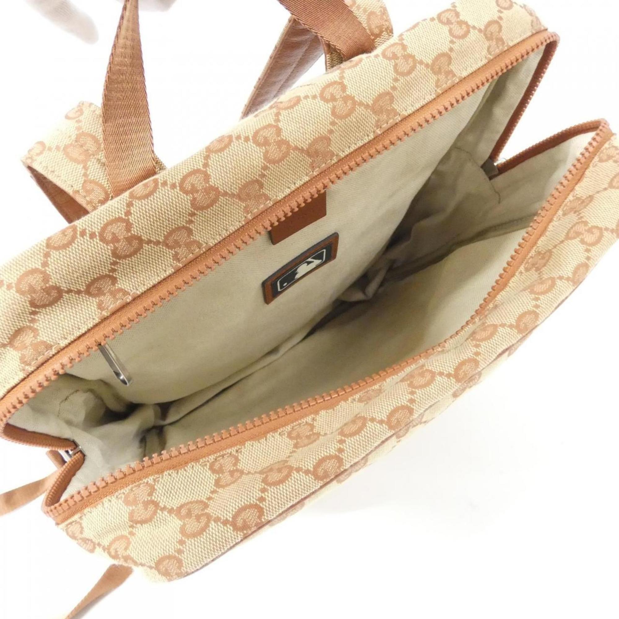Gucci Beige Gg Canvas Backpack (Pre-Owned)