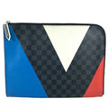 Louis Vuitton Black Red Color White Damier Graphite Clutch Bag Pochette Pouch (Pre-Owned)