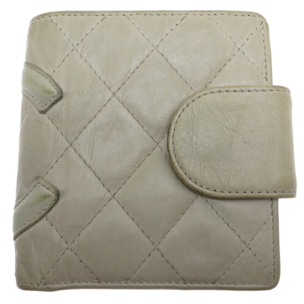 Chanel Gray Leather Wallet (Bi-Fold) (Pre-Owned)