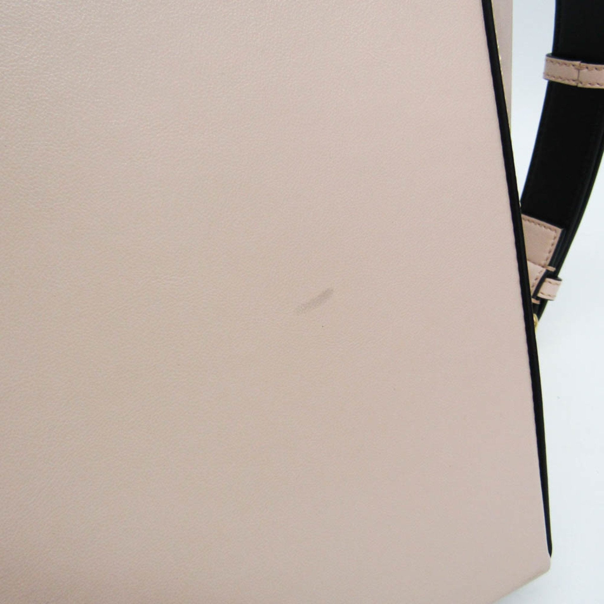 Fendi Black Light Beige Light Pink Leather Handbag Shoulder Bag (Pre-Owned)