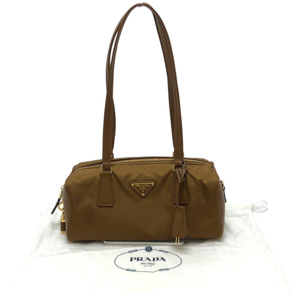 Prada Brown Nylon Leather Shoulder Bag (Pre-Owned)