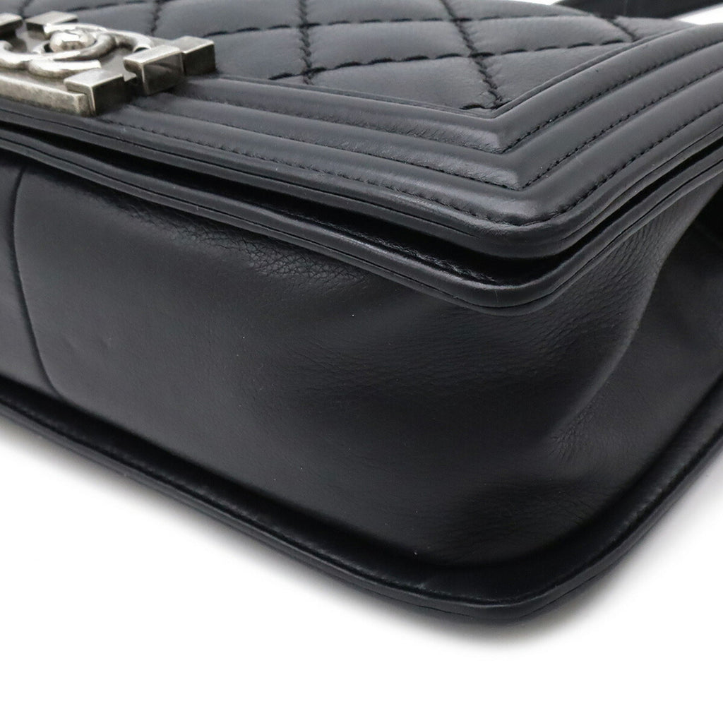 Chanel Wild Stitch Black Leather Shoulder Bag (Pre-Owned)