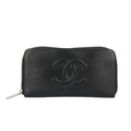 Chanel Black Leather Long Wallet (Bi-Fold) (Pre-Owned)