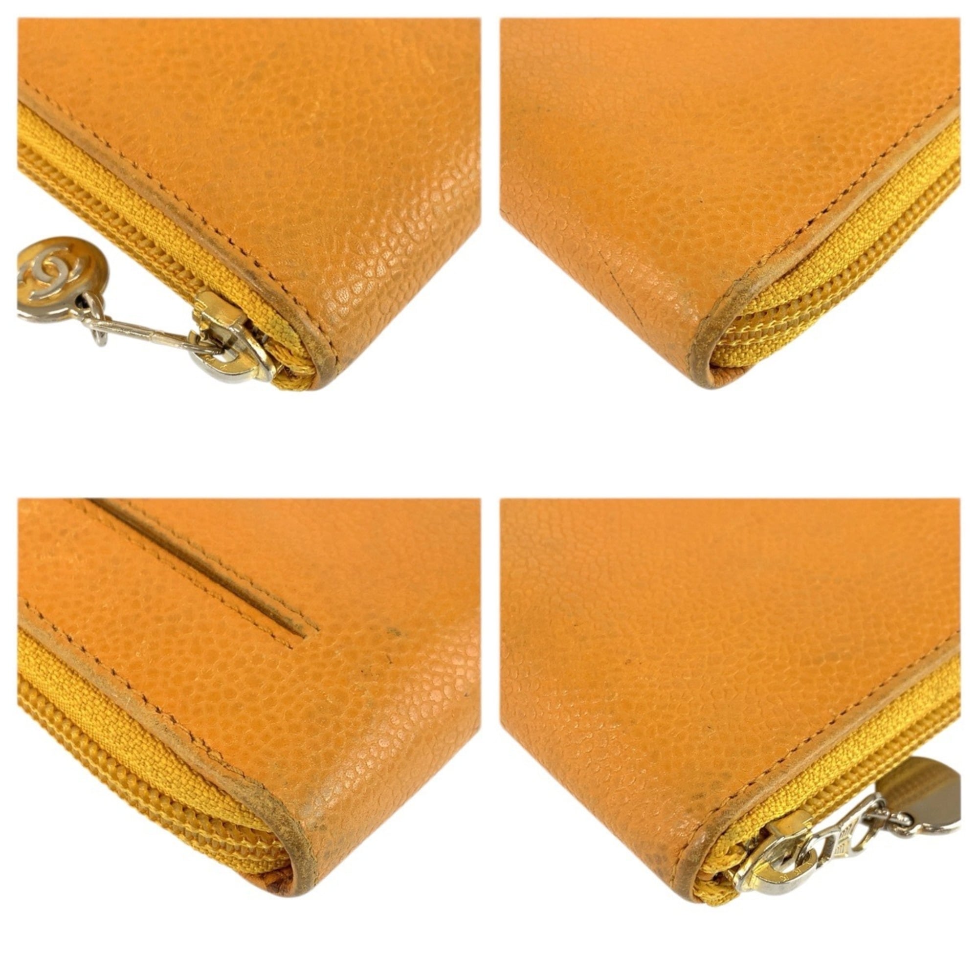 Chanel Yellow Leather Long Wallet (Bi-Fold) (Pre-Owned)