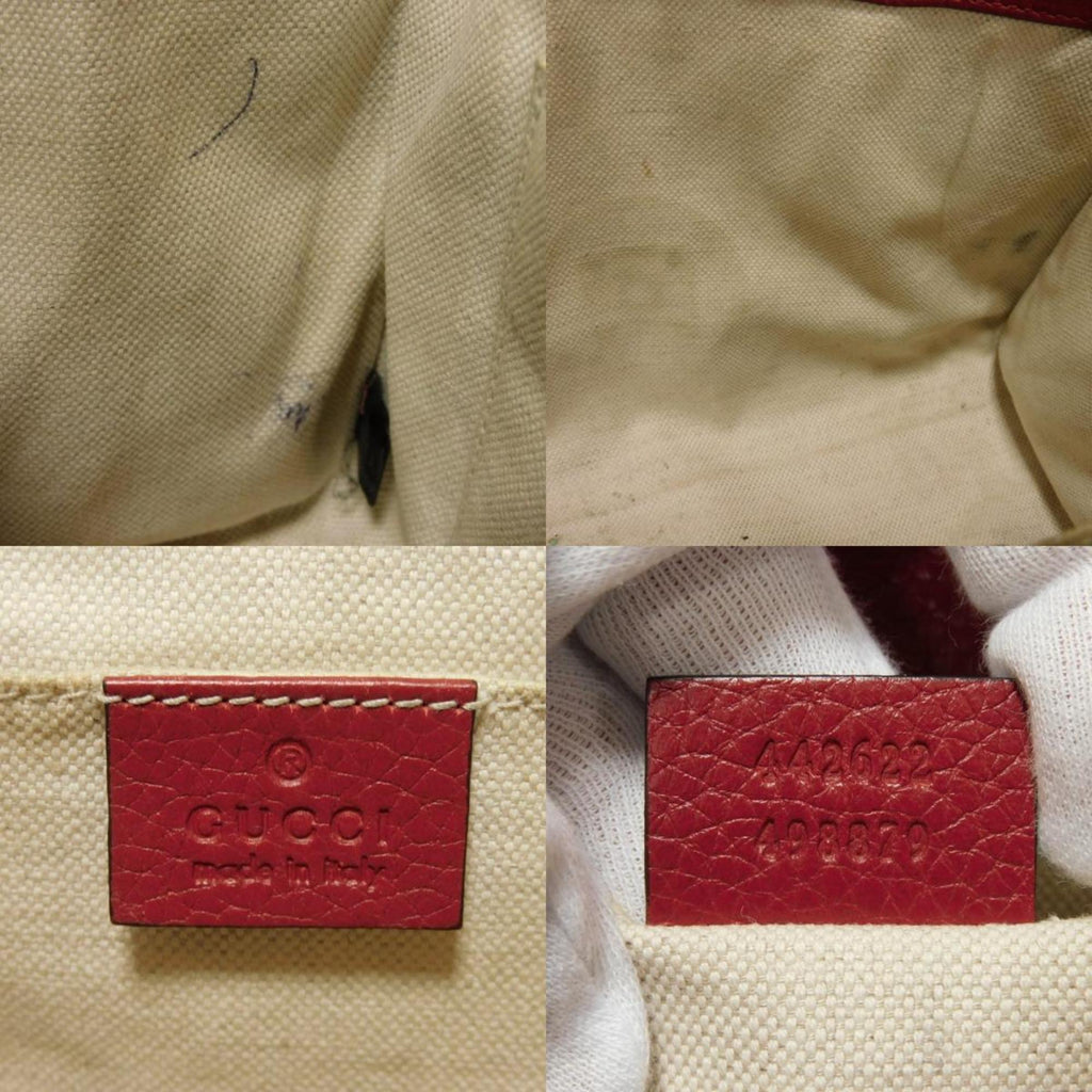 Gucci Gg Marmont Red Color Leather Handbag Shoulder Bag (Pre-Owned)