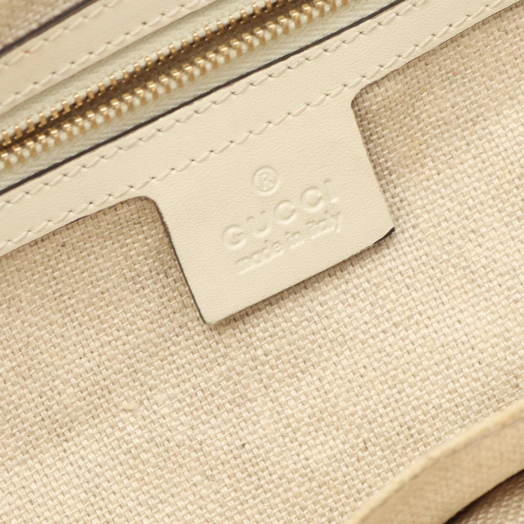 Gucci Beige Canvas Leather Tote Bag (Pre-Owned)