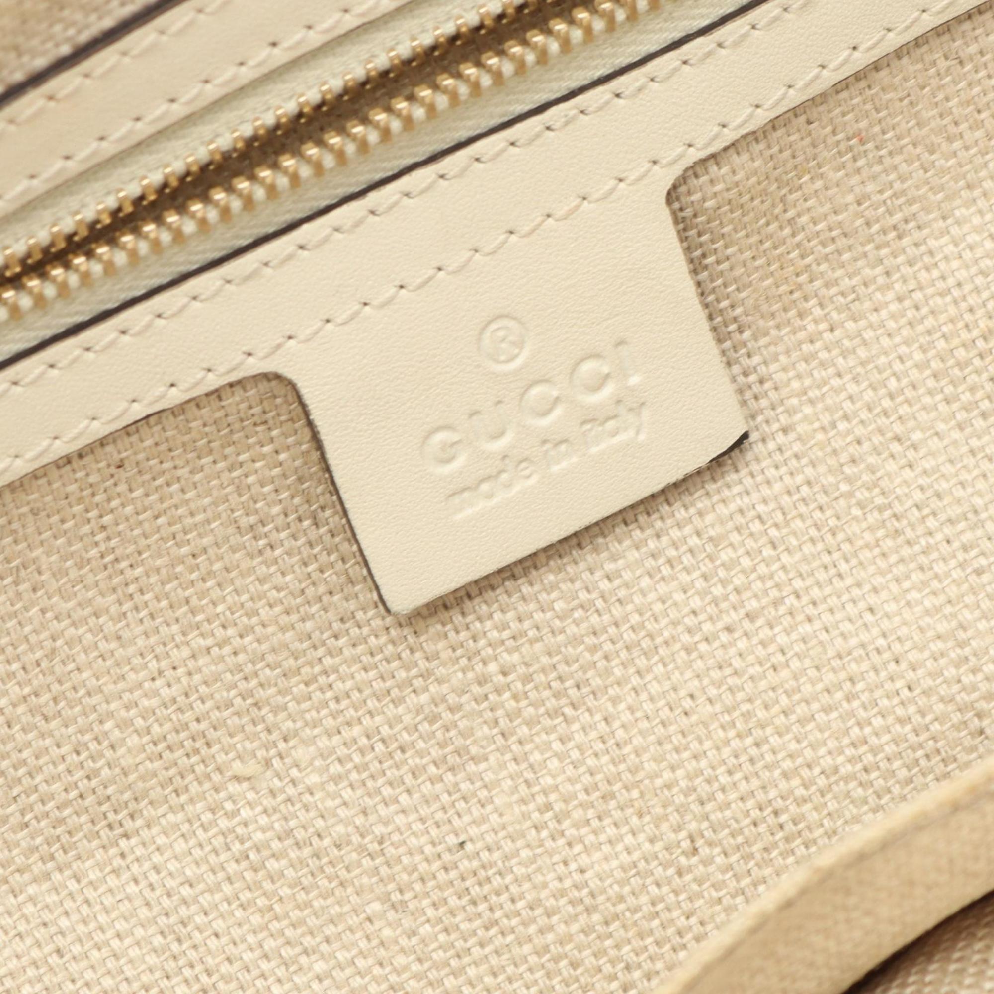 Gucci Beige Canvas Leather Tote Bag (Pre-Owned)