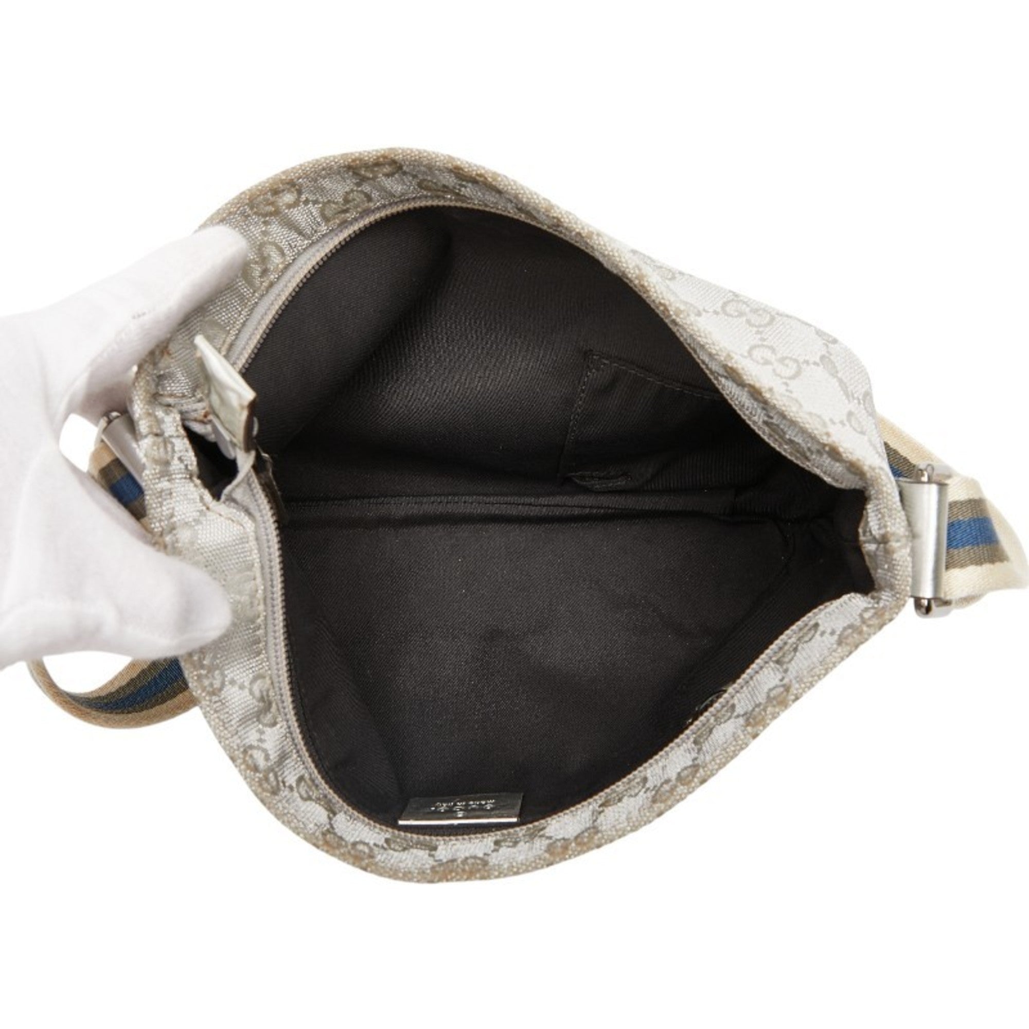 Gucci Gg Canvas Silver Gg Canvas Shoulder Bag (Pre-Owned)