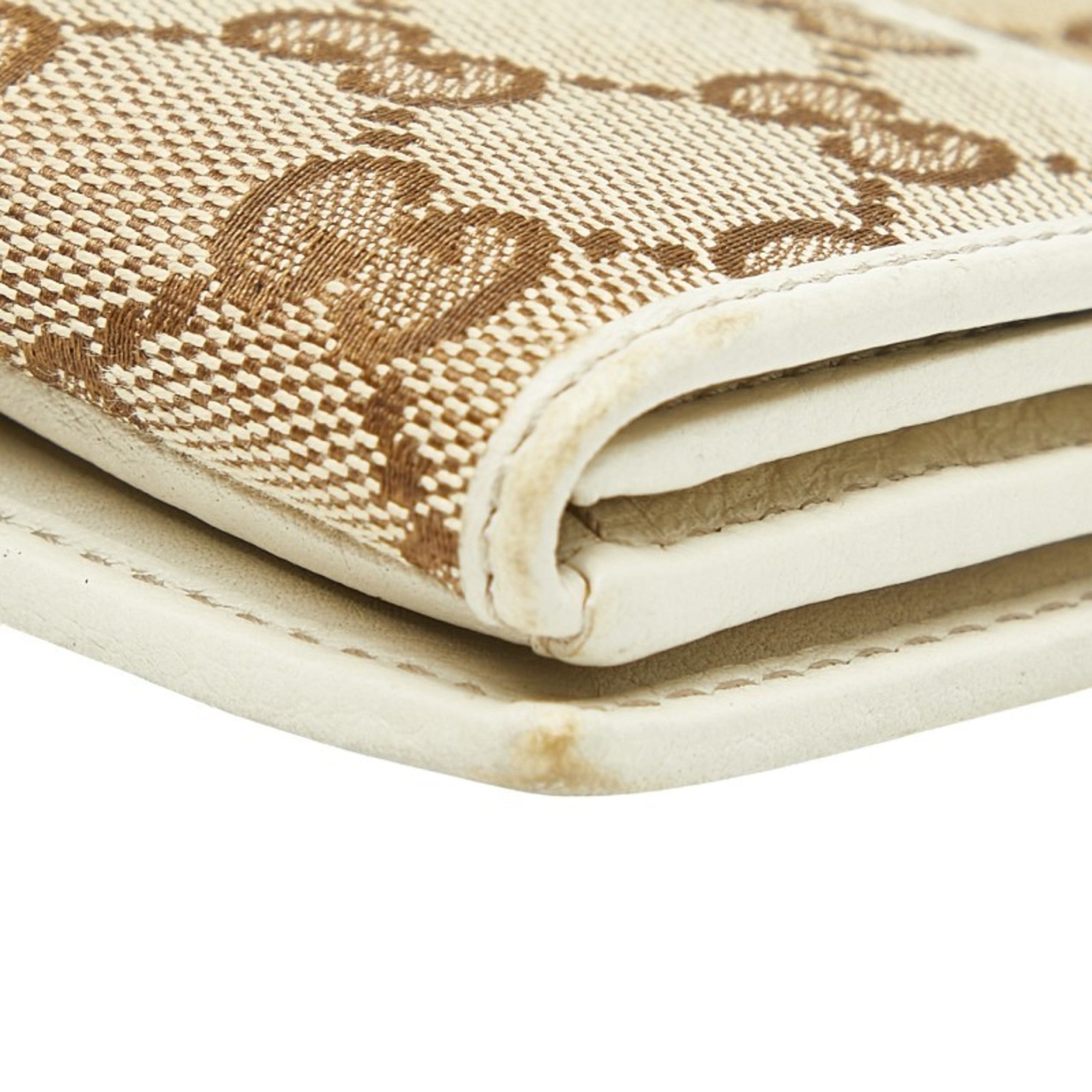 Gucci Beige Ivory Canvas Leather Wallet (Bi-Fold) (Pre-Owned)