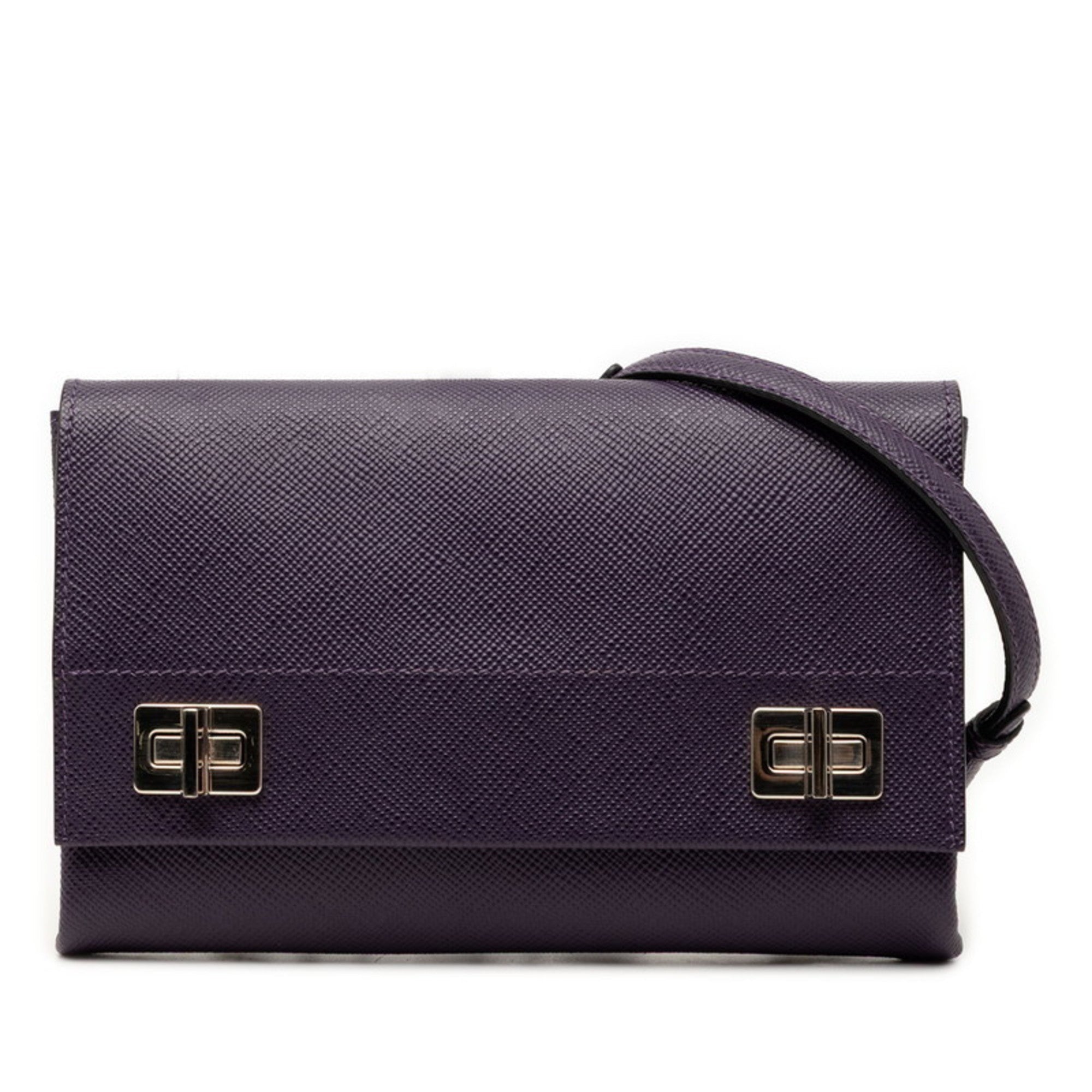Prada Purple Leather Shoulder Bag (Pre-Owned)