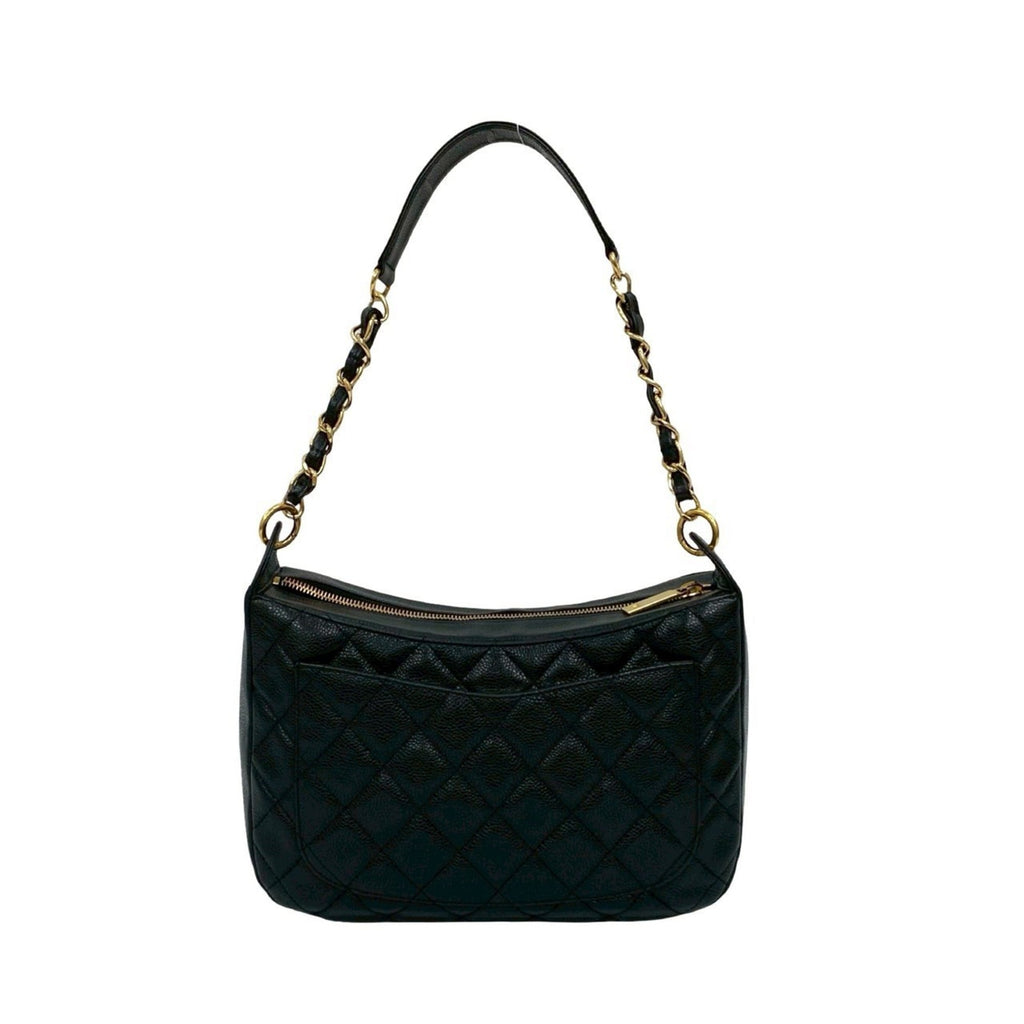 Chanel Black Grained Calfskin Handbag Shoulder Bag (Pre-Owned)