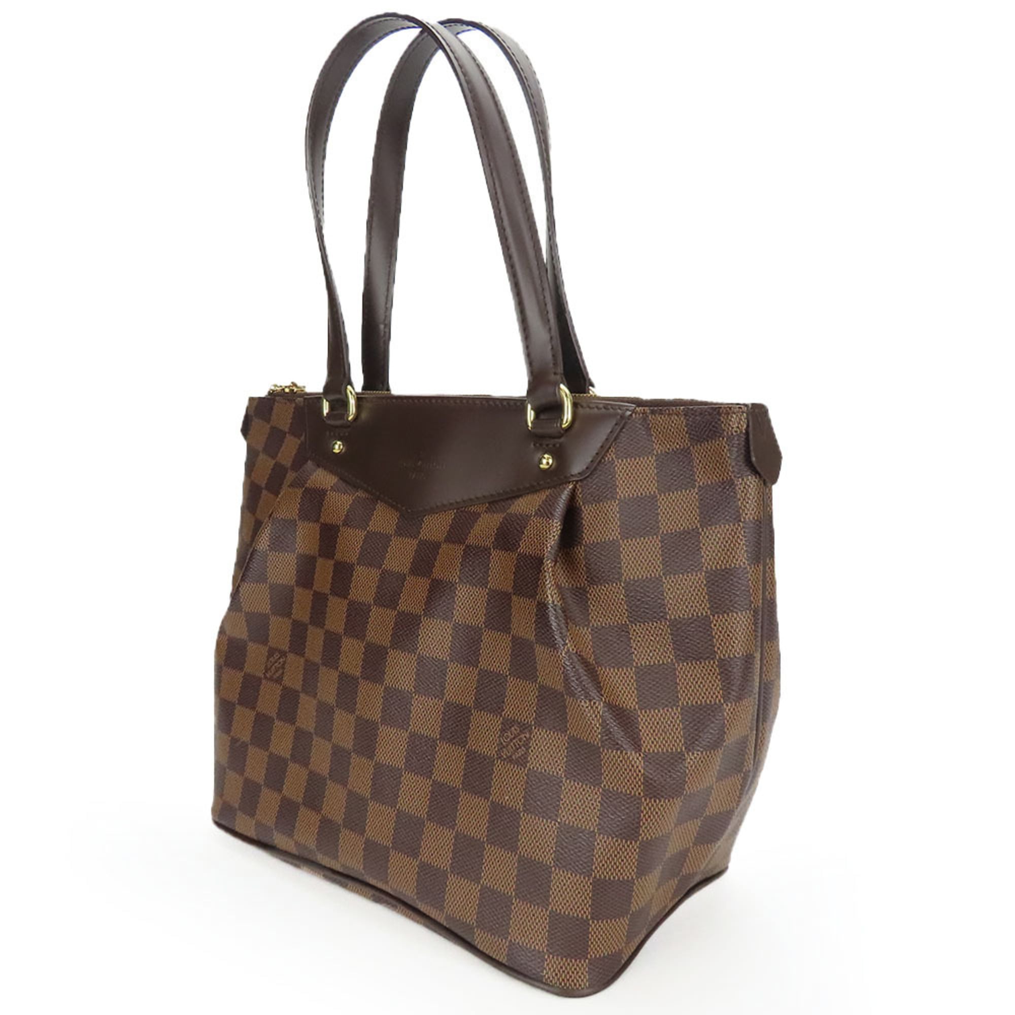 Louis Vuitton Brown Damier Canvas Leather Tote Bag (Pre-Owned)