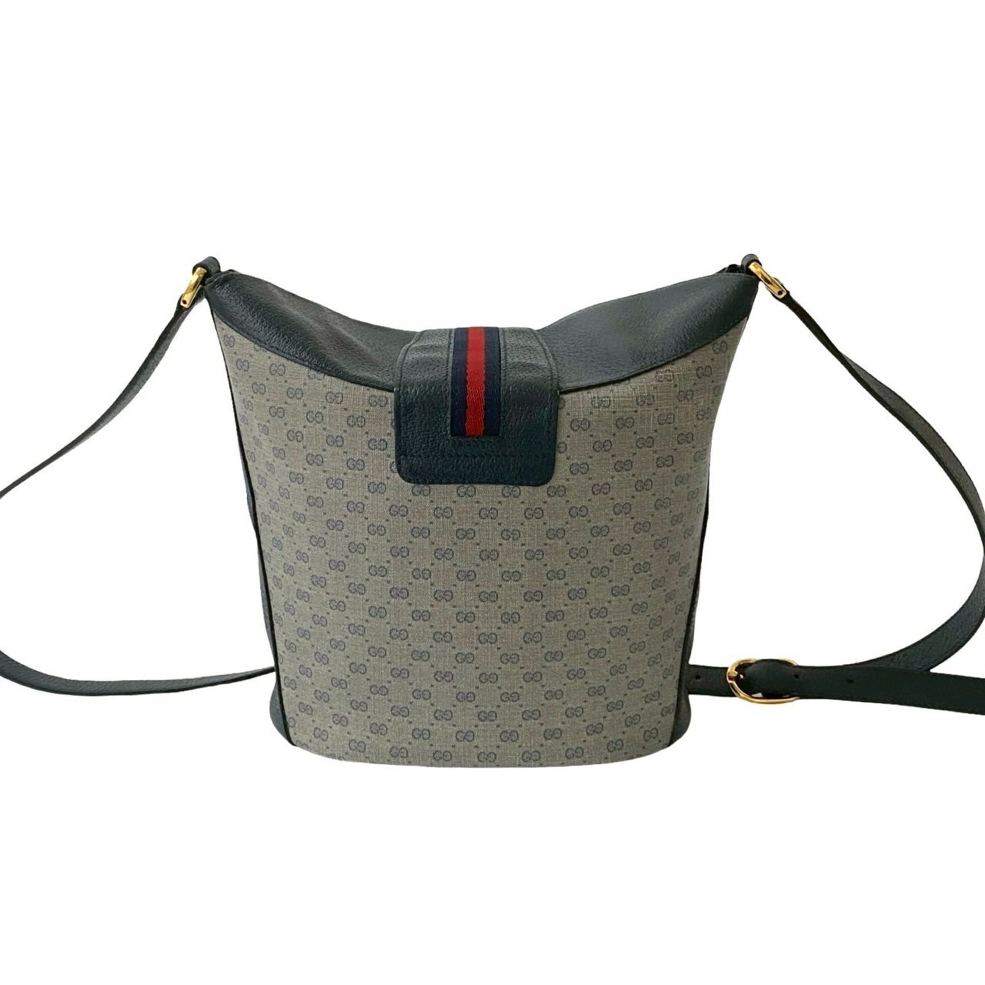 Gucci Navy Red Color Leather Pvc Shoulder Bag (Pre-Owned)