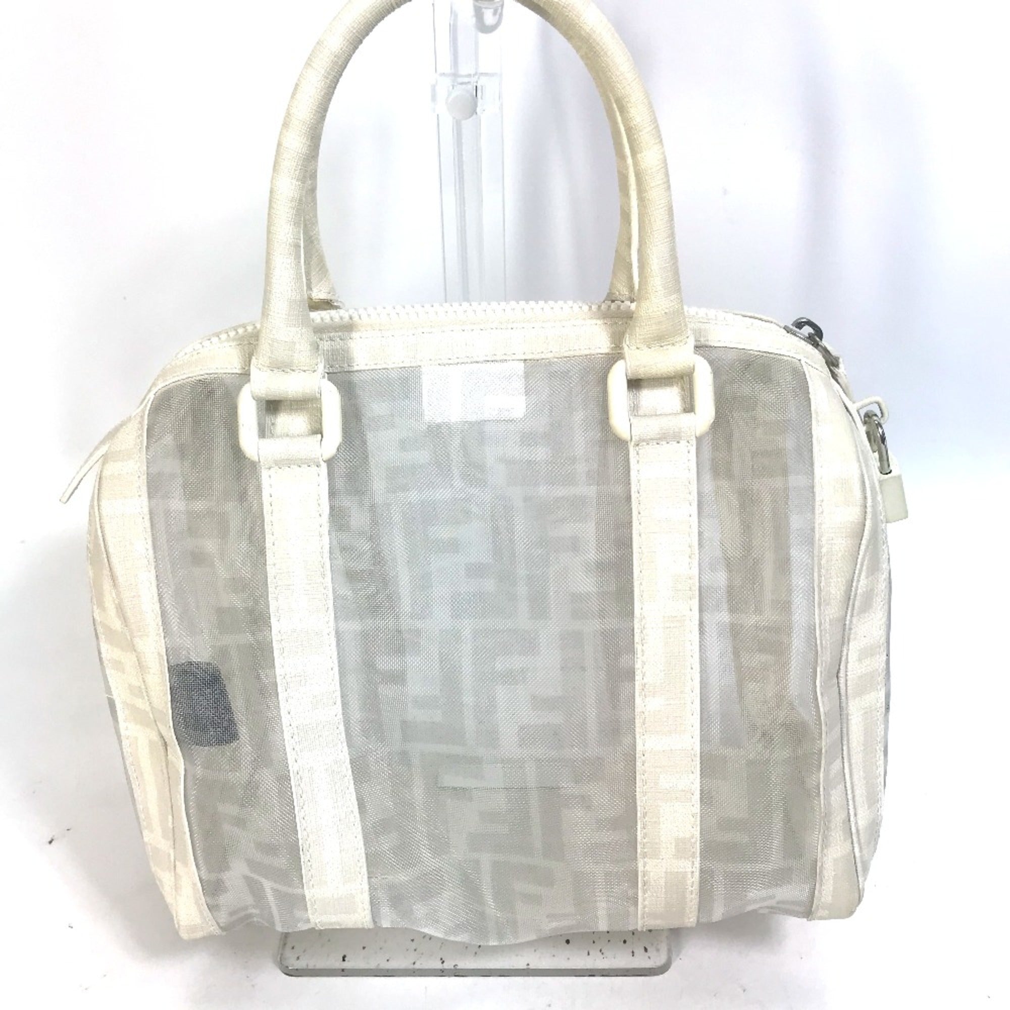 Fendi White Leather Boston Bag (Pre-Owned)