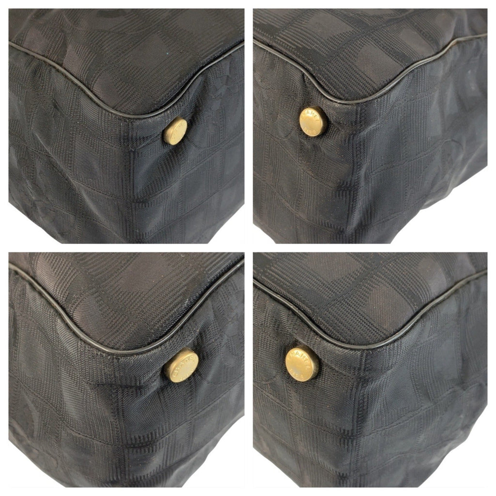 Chanel Black Nylon Leather Shoulder Bag Tote Bag (Pre-Owned)