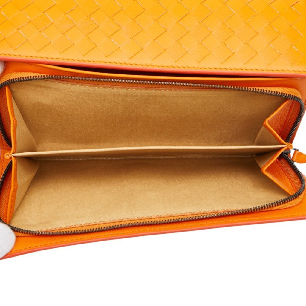 Bottega Veneta Orange Leather Long Wallet (Bi-Fold) (Pre-Owned)
