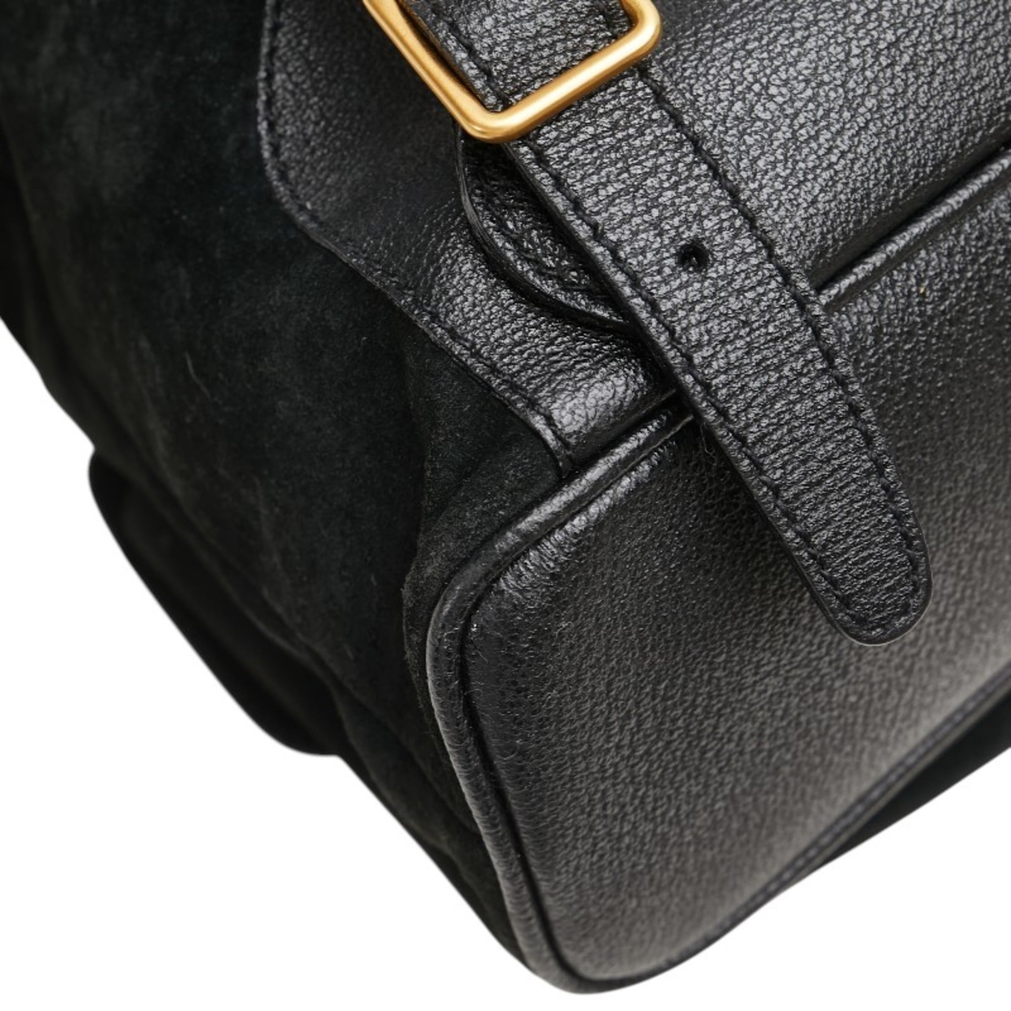 Gucci Bamboo Black Suede Leather Backpack (Pre-Owned)